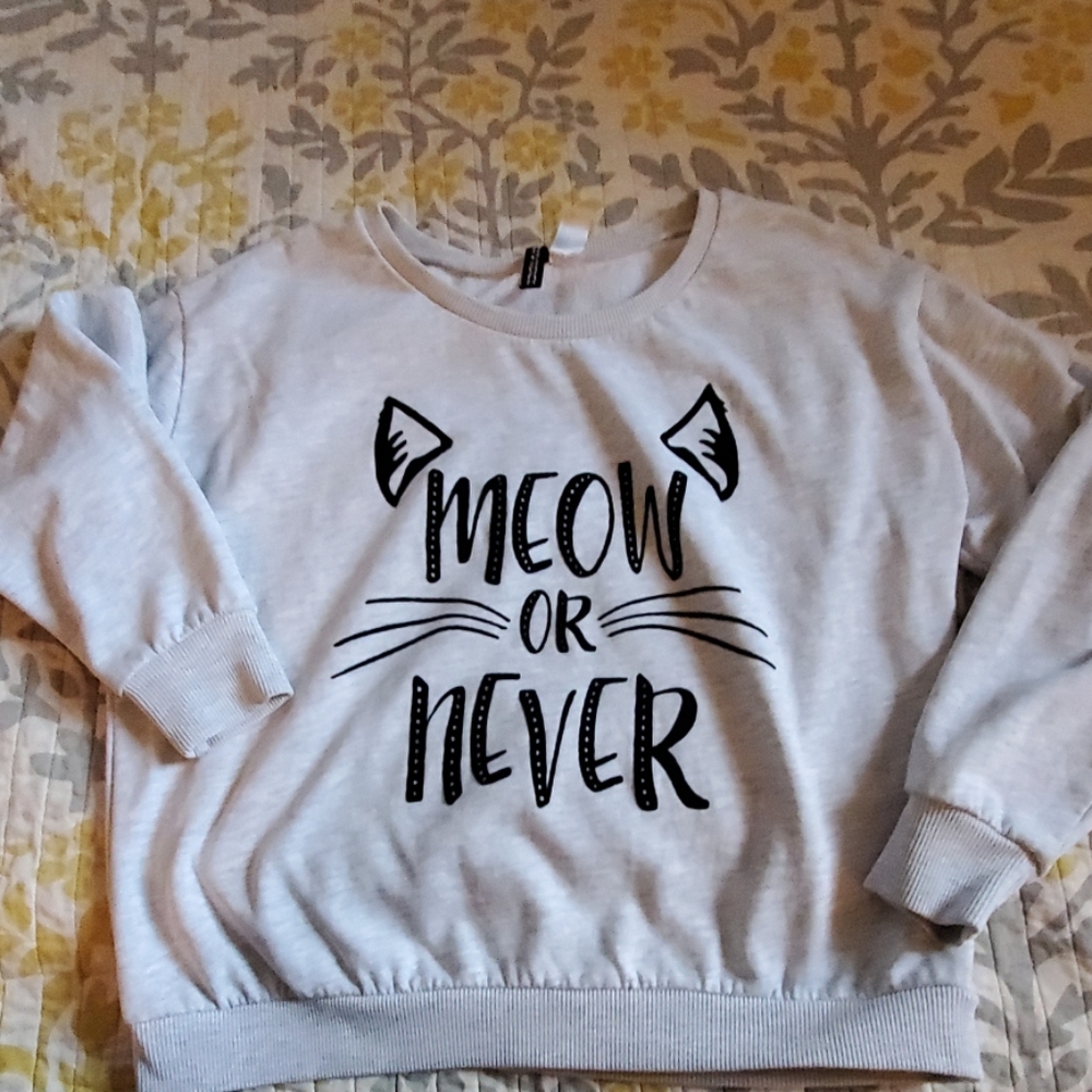 Divided Grey Cat Whiskers Sweatshirt L